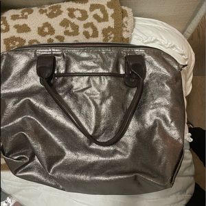 Stella & Dot Silver Shimmery Travel Bag